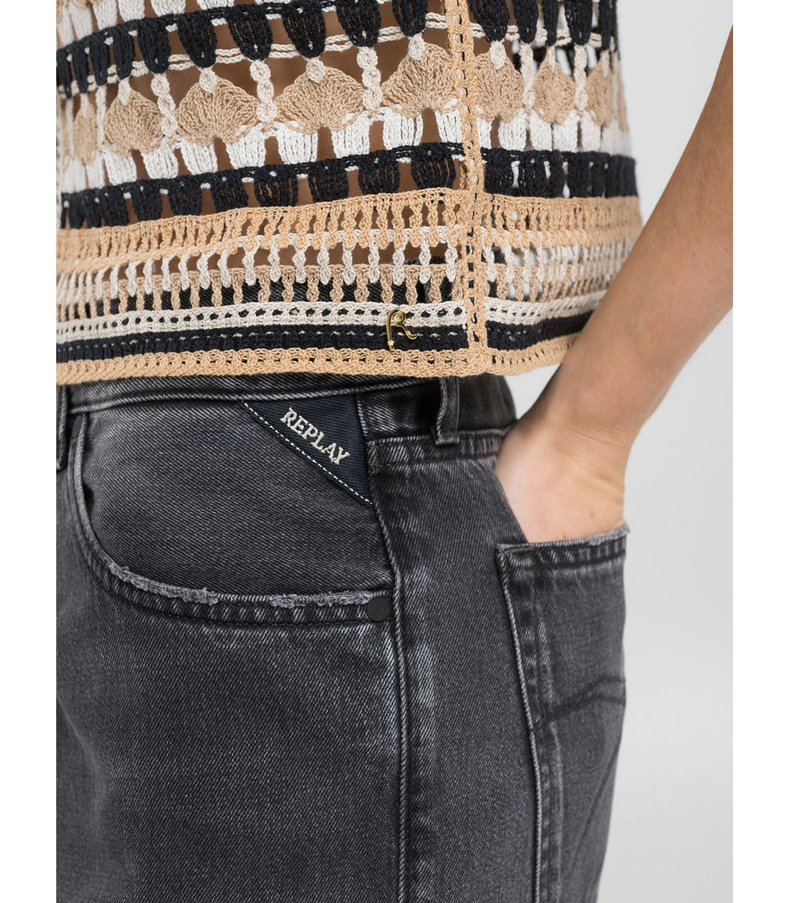 かぎ針編みエフェクトクロップドベスト 詳細画像 ブラック 6